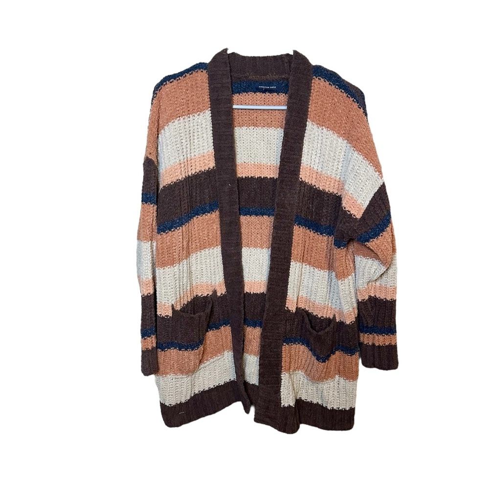 American Eagle Multicolored Striped Open Front Sweater Cardigan Oversized XS/S - Picture 1 of 12